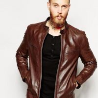 DanCarlo Dark Brown Leather Biker Jacket For Men