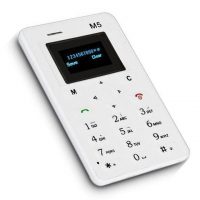 Deals Slim Credit Card Size Mobile Phone - M5 - White 1