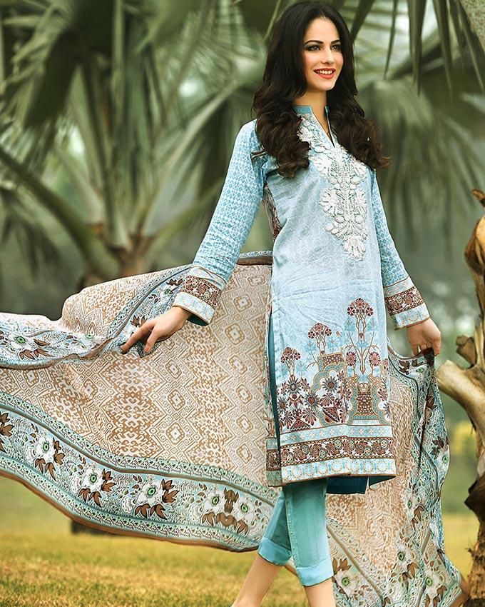 Gul Ahmed Sky Blue Lawn Unstitched Suit 