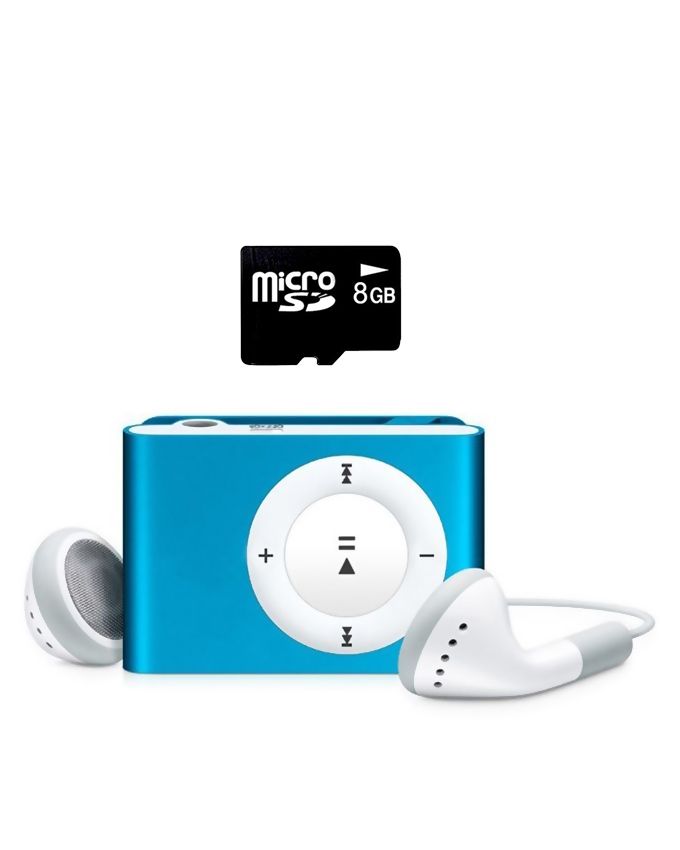 Rubian Miniclip Mp3 Player With 8GB MicroSD And Handfree - Blue